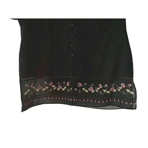 Positive Attitude Women's Blouse-Size 16 Petite-Floral Embroidery-Button Front - Picture 4 of 13